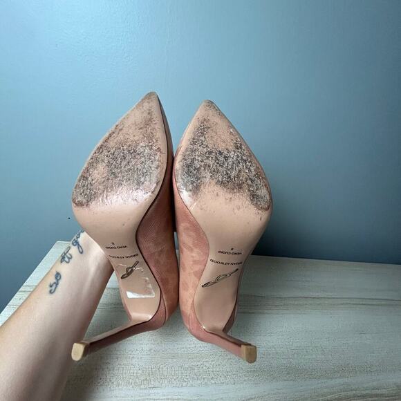 Brian Atwood Masha Heel Blush Pink Nude Tan Stiletto Leather Pumps size 8 Shoes - Picture 12 of 12